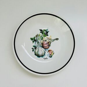 OVER AND BACK Stoneware Black Rim "Aglio" (Garlic) Pasta Bowl